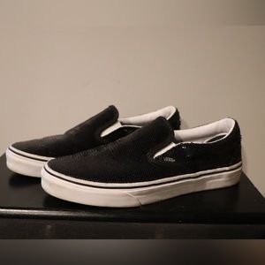 EUC Black Sequin Vans Slip Ons Size 9